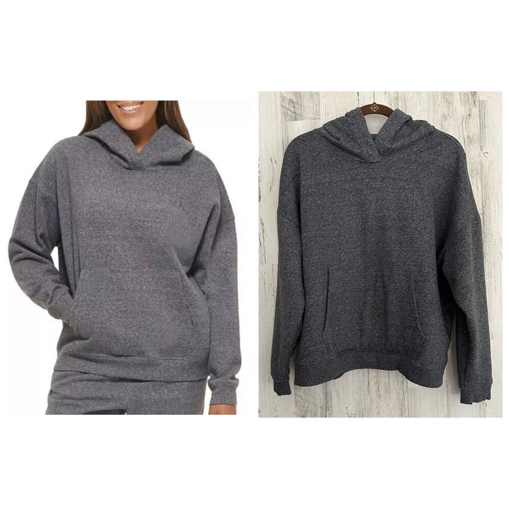 Calvin Klein Women’s Hoodie Large Heathered Gray Pullover Kangaroo Pocket